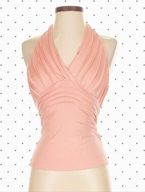 Bebe Vintage dark pink tan halter Top